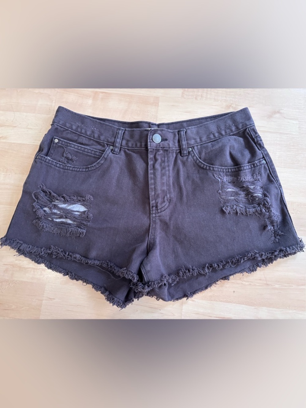 Billabong Dark Brown Distressed Denim Cutoff Shorts